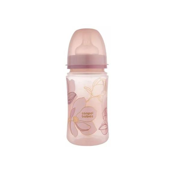 Canpol Babies Easy Start Gold, butelka szeroka antykolkowa, 3 m+, różowa, 240 ml - zdjęcie produktu