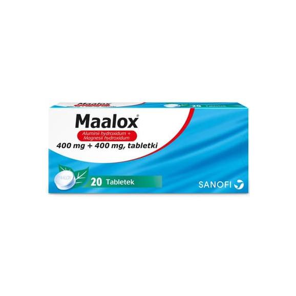 Maalox 400 mg + 400 mg, tabletki, 20 szt. - zdjęcie produktu