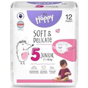 Bella Happy Soft & Delicate, pieluszki, rozmiar 5 Junior 11-18 kg, 12 szt. - zdjęcie produktu