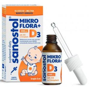 Sanostol Mikroflora + D3, krople, 8 ml - zdjęcie produktu