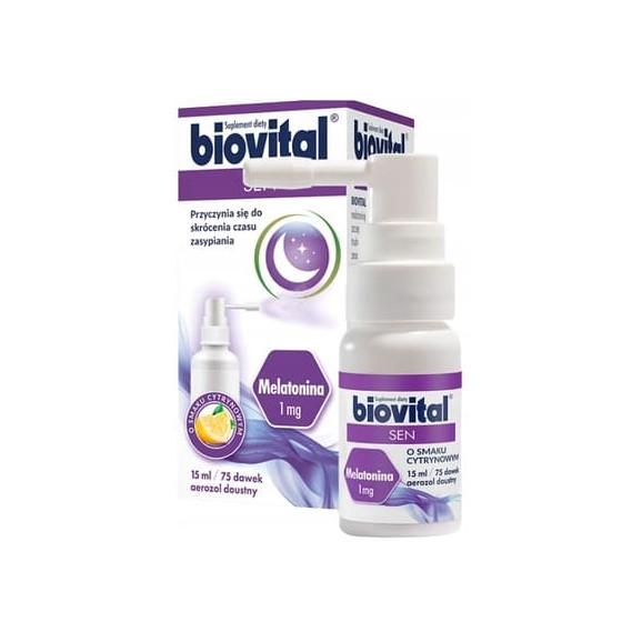Biovital Sen, aerozol doustny z melatoniną, spray, 15 ml - zdjęcie produktu