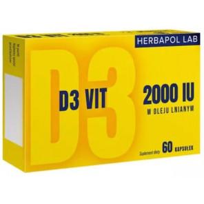 Herbapol Lab D3 Vit 2000 w oleju lnianym, kapsułki, 60 szt. - zdjęcie produktu