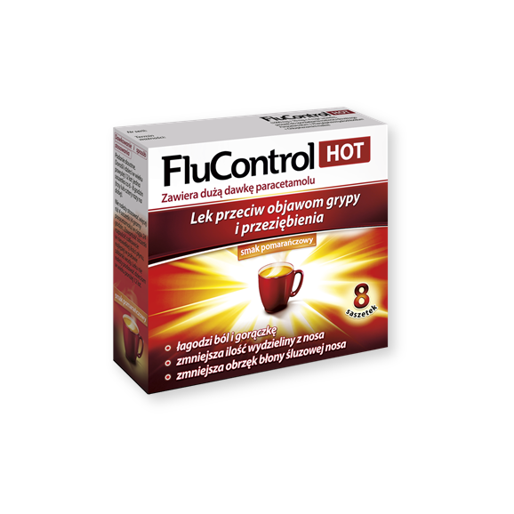 Flucontrol Hot, proszek do sporządzania roztworu doustnego, 5,5g, 8 saszetek - zdjęcie produktu