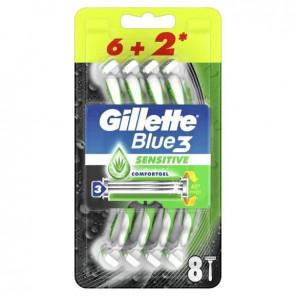 Maszynka jednorazowa Gillette Blue 3 Sensitive, 8 szt., 1 opakowanie - zdjęcie produktu