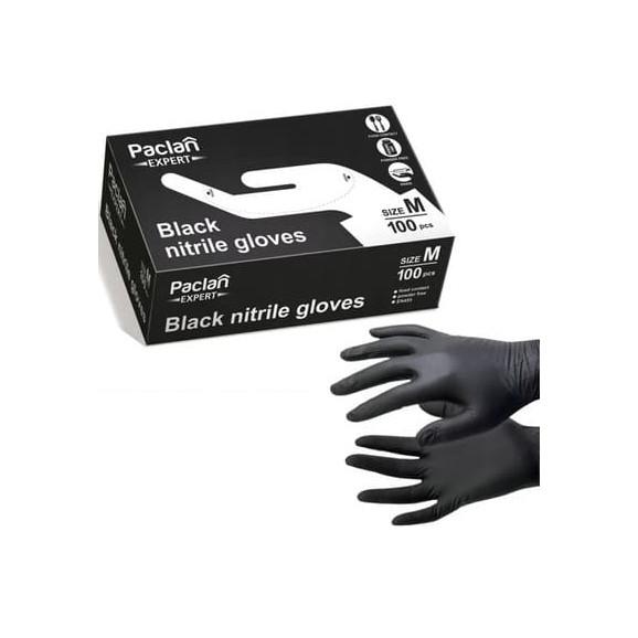 Paclan Expert, rękawiczki nitrylowe, czarne, rozmiar M, 100 szt. - zdjęcie produktu