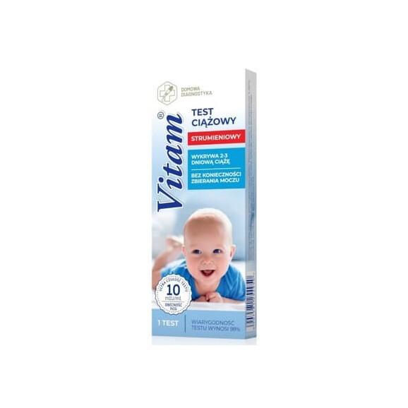 Domowa Diagnostyka Vitam, test ciążowy, strumieniowy, 1 szt. - zdjęcie produktu