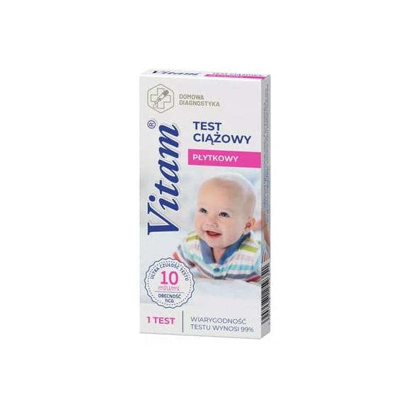Domowa Diagnostyka Vitam, test ciążowy, płytkowy, 1 szt. Domowa Diagnostyka Vitam, test ciążowy, płytkowy, 1 szt. - zdjęcie produktu
