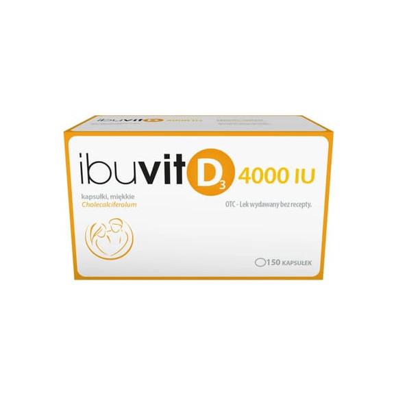 Ibuvit D3 4000 IU, kapsułki miękkie, 150 szt. Ibuvit D3 4000 IU, kapsułki miękkie, 150 szt. - zdjęcie produktu