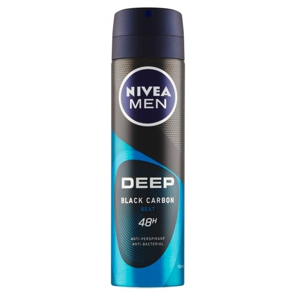 Nivea Men Deep Black Carbon Beat, antyperspirant, spray, 150 ml - zdjęcie produktu