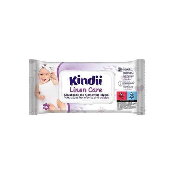 Kindii Linen Care, chusteczki nawilżane dla niemowląt i dzieci, 50 szt. - zdjęcie produktu
