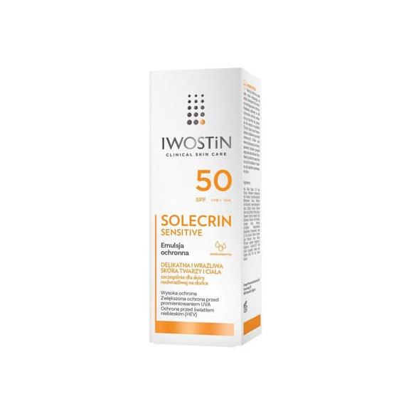 Iwostin Solecrin Sensitive, kojąca emulsja ochronna, skóra wrażliwa, SPF 50, 100 ml - zdjęcie produktu
