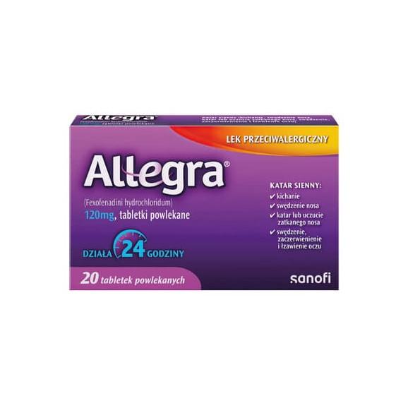 Allegra, 120 mg, tabletki, 20 szt. - zdjęcie produktu