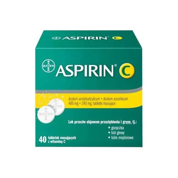 Aspirin C, 400 mg + 240 mg, tabletki musujące, 40 szt. - zdjęcie produktu