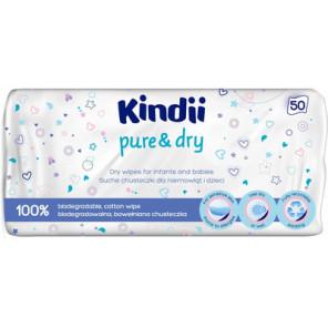 Cleanic Kindii Pure & Dry, suche chusteczki dla niemowląt i dzieci, 50 szt. - zdjęcie produktu