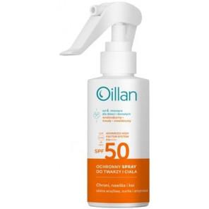 Oillan, ochronny spray do twarzy i ciała, SPF 50, skóra wrażliwa, 125 ml - zdjęcie produktu