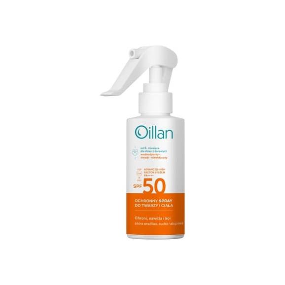 Oillan, ochronny spray do twarzy i ciała, SPF 50, skóra wrażliwa, 125 ml - zdjęcie produktu