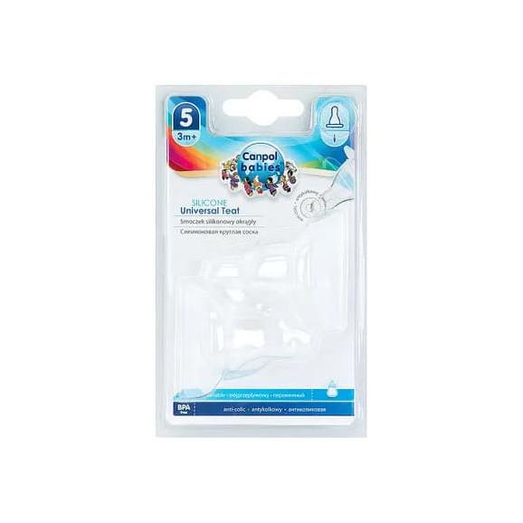 Canpol Babies, smoczek silikonowy okrągły, trójprzepływowy, od 3 miesiąca, 2 szt. - zdjęcie produktu