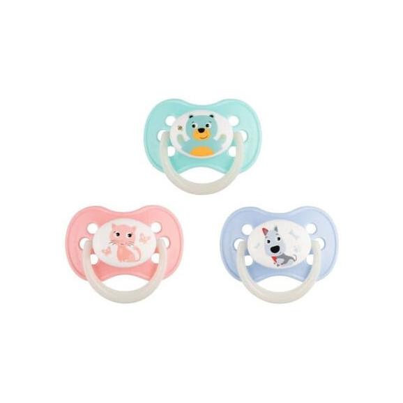 Canpol Babies, smoczek uspokajający silikonowy okrągły, Animals, 6 m+, mix wzorów, 1 szt. - zdjęcie produktu