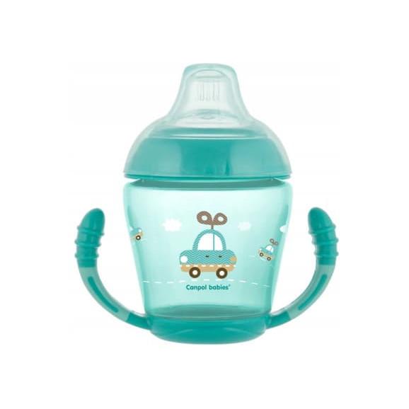 Canpol Babies Toys, kubek niekapek z ustnikiem silikonowym, zielony, 9 m+, 230 ml - zdjęcie produktu