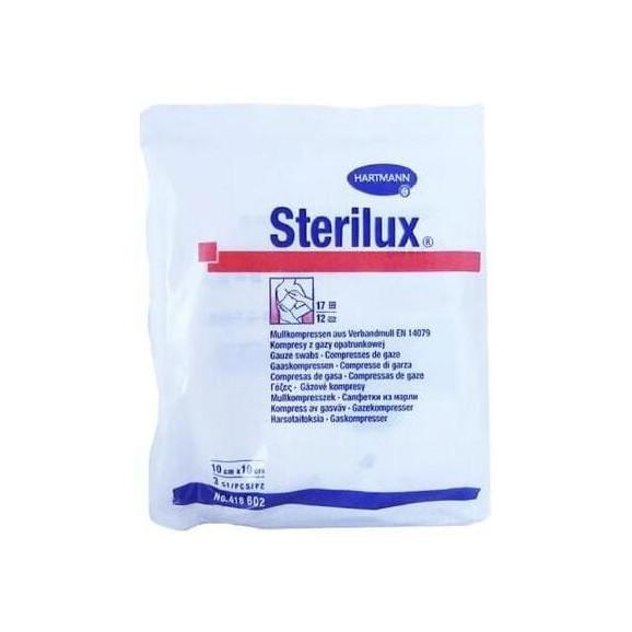 Sterilux ES, kompresy jałowe z gazy, 17-nitkowe, 12-warstwowe, 10 cm x 10 cm, 3 szt. - zdjęcie produktu