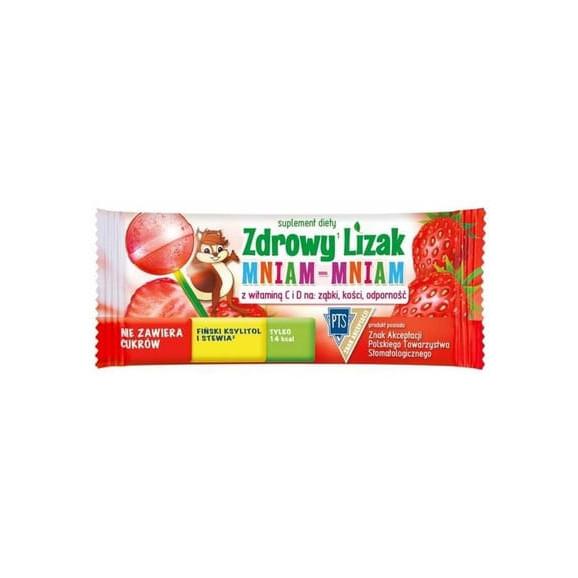 Zdrowy Lizak Mniam-mniam, smak truskawkowy, 1 szt. - zdjęcie produktu