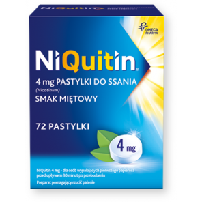 Niquitin, 4 mg, pastylki do ssania, smak miętowy, 72 szt., KRÓTKA DATA - [31.07.2024] - zdjęcie produktu
