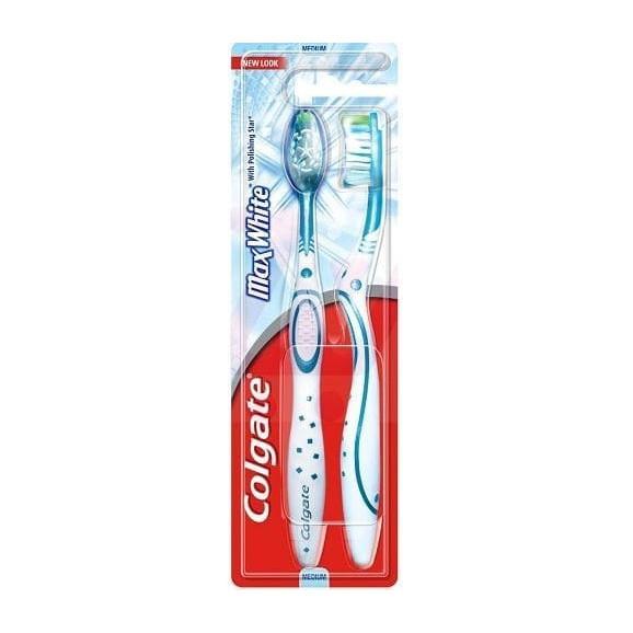 Colgate Max White, szczoteczka do zębów, średnia, 2 szt. - zdjęcie produktu