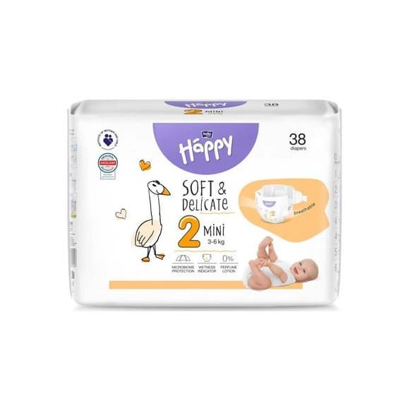 Bella Happy Soft & Delicate, pieluszki, rozmiar 2 Mini 3-6 kg, 38 szt. - zdjęcie produktu