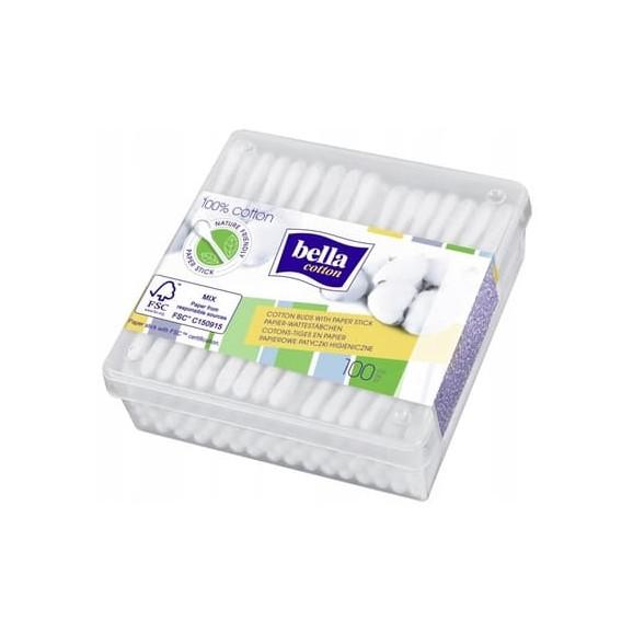 Bella Cotton, papierowe patyczki higieniczne, pudełko kwadratowe, 100 szt. Bella Cotton, papierowe patyczki higieniczne, pudełko kwadratowe, 100 szt. - zdjęcie produktu