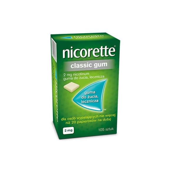 Nicorette Classic Gum, 2 mg, guma do żucia, 105 szt. - zdjęcie produktu