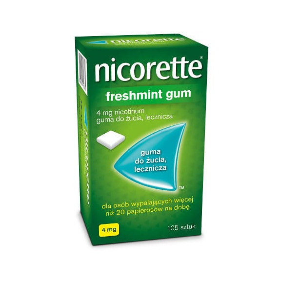 Nicorette Freshmint Gum, 4 mg, guma do żucia, 105 szt. Nicorette Freshmint Gum, 4 mg, guma do żucia, 105 szt. - zdjęcie produktu