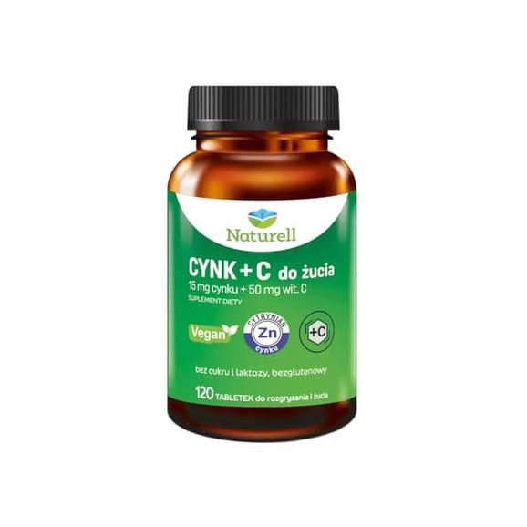 Naturell Cynk + Witamina C, tabletki do rozgryzania i żucia, 120 szt. Naturell Cynk + Witamina C, tabletki do rozgryzania i żucia, 120 szt. - zdjęcie produktu