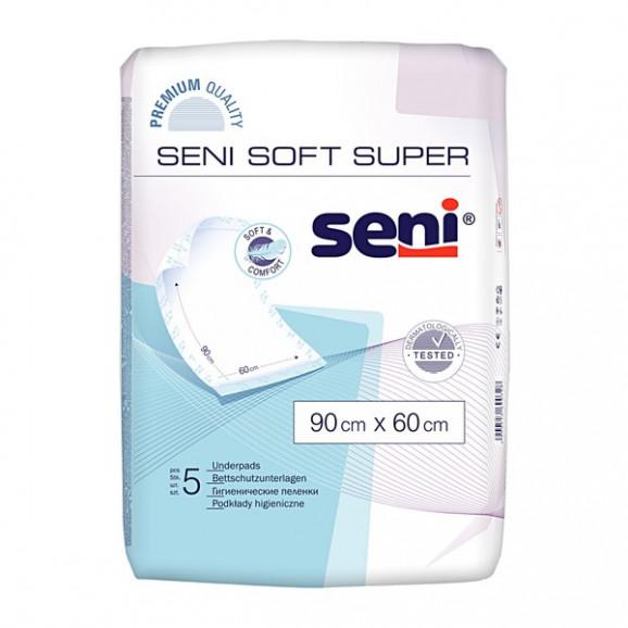 Seni Soft Super, podkłady higieniczne, 90 cm x 60 cm, 5 szt. Seni Soft Super, podkłady higieniczne, 90 cm x 60 cm, 5 szt. - zdjęcie produktu