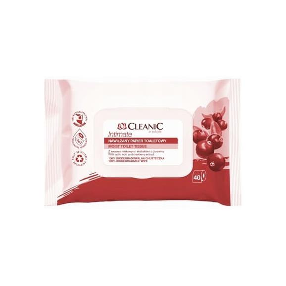 Cleanic Intimate, nawilżany papier toaletowy z żurawiną, 40 szt. - zdjęcie produktu