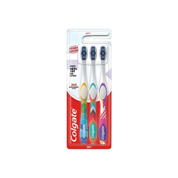 Colgate 360 Whole Mouth Clean, szczoteczka do zębów, Soft, 3 szt. - zdjęcie produktu