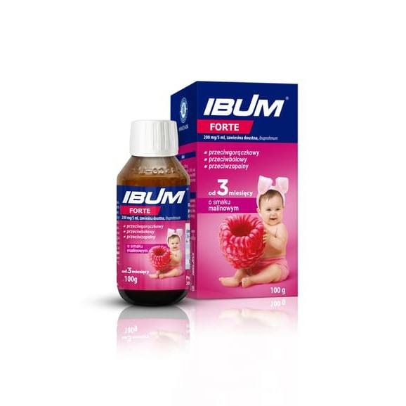 Ibum forte, 200 mg/5 ml, zawiesina doustna o smaku malinowym, 100 g Ibum forte, 200 mg/5 ml, zawiesina doustna o smaku malinowym, 100 g - zdjęcie produktu