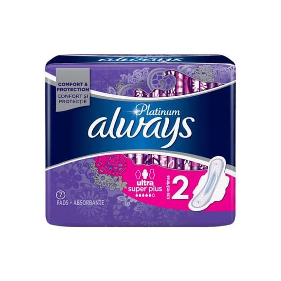 Always Platinum Ultra Super Plus, podpaski ze skrzydełkami, 7 szt. - zdjęcie produktu