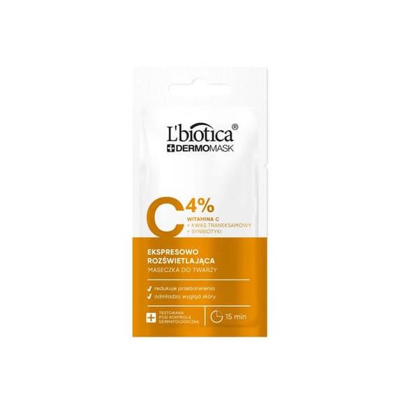 L'Biotica Dermomask, rozświetlająca maseczka do twarzy z witaminą C, 8 ml L'Biotica Dermomask, rozświetlająca maseczka do twarzy z witaminą C, 8 ml - zdjęcie produktu