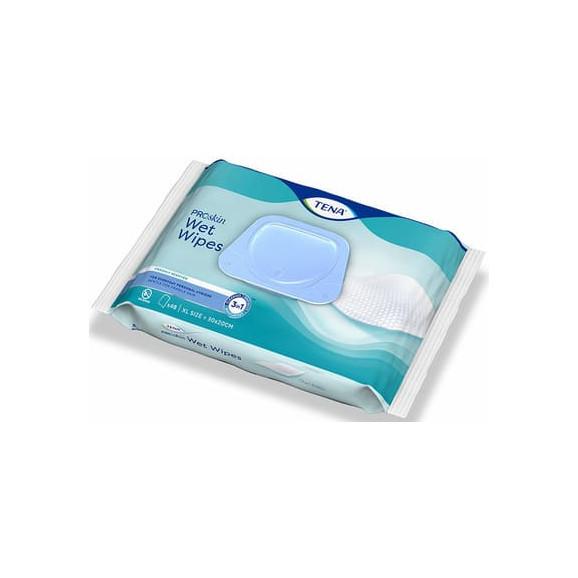 Tena Wet Wipes, chusteczki nawilżane 3w1, z klipsem, 48 szt. Tena Wet Wipes, chusteczki nawilżane 3w1, z klipsem, 48 szt. - zdjęcie produktu