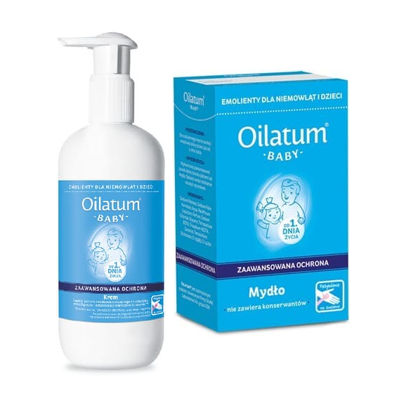 Oilatum Baby, krem ochronny, 350ml + Oilatum, mydło w kostce, 100g + Canpol worek z liskiem - zdjęcie produktu