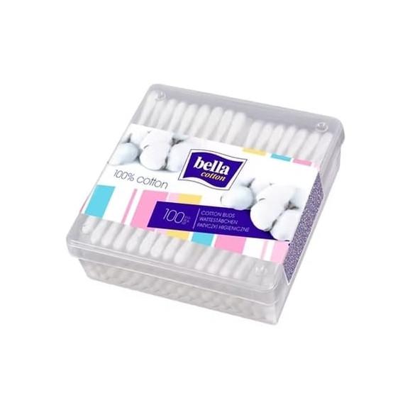 Bella Cotton, patyczki higieniczne w kwadratowym pudełku, 100 szt. Bella Cotton, patyczki higieniczne w kwadratowym pudełku, 100 szt. - zdjęcie produktu