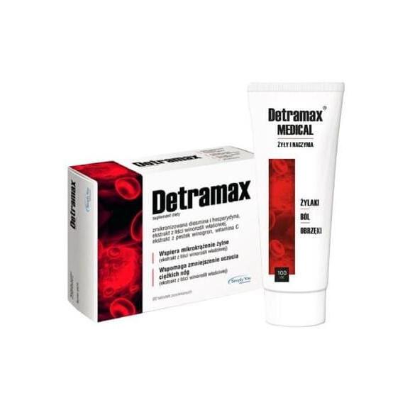 Detramax, tabletki, 60 szt + Detramax Medical, kojący żel do nóg, 100 ml - zdjęcie produktu