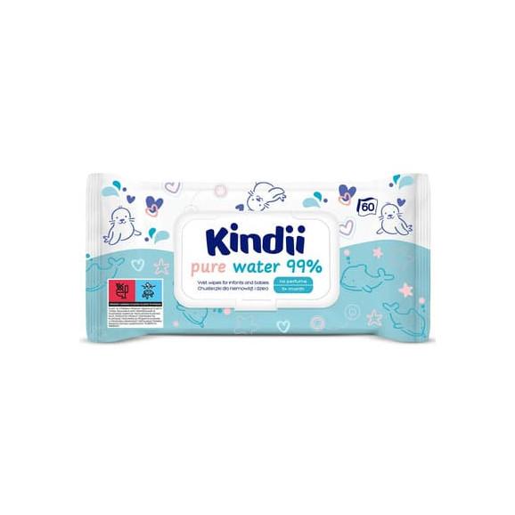 Kindii Pure Water 99%, chusteczki nawilżane dla niemowląt i dzieci, 60 szt. Kindii Pure Water 99%, chusteczki nawilżane dla niemowląt i dzieci, 60 szt. - zdjęcie produktu