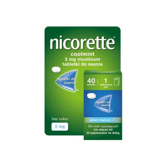 Nicorette Coolmint 2 mg, tabletki do ssania, 40 szt. Nicorette Coolmint 2 mg, tabletki do ssania, 40 szt. - zdjęcie produktu