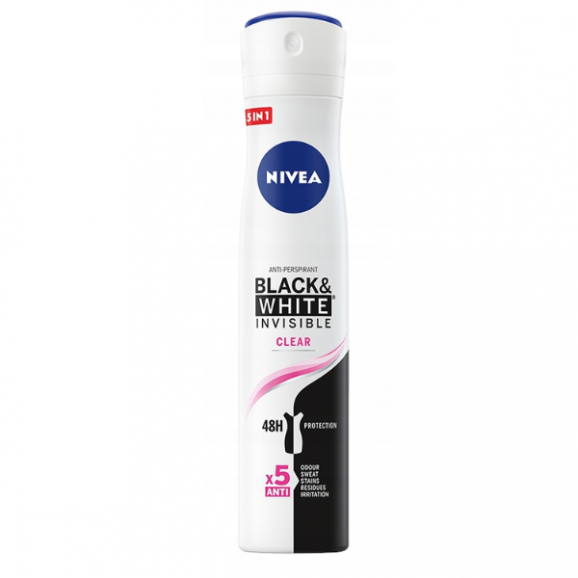 Nivea Black & White Invisible Clear, antyperspirant, spray, 250 ml - zdjęcie produktu