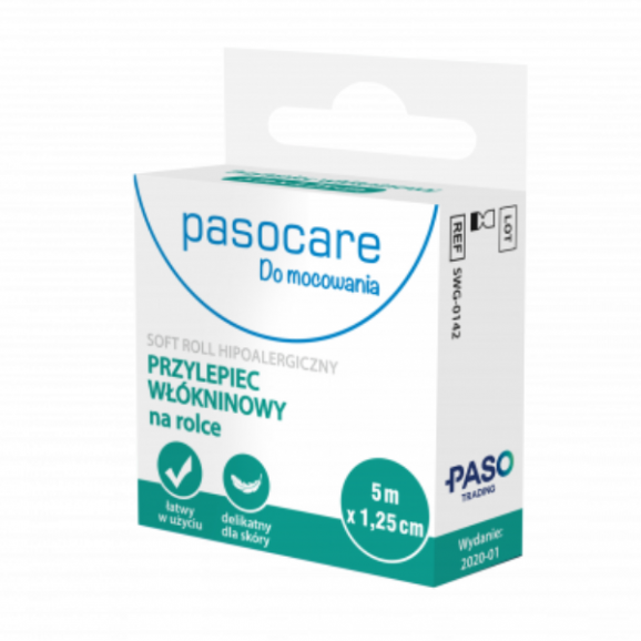 Pasocare, plaster włókninowy na rolce soft roll 5m x 2,5cm, 1 szt. - zdjęcie produktu