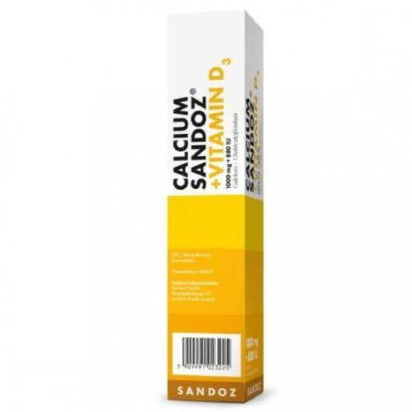 Calcium Sandoz + Vitamin D3, 1000 Mg + 880 IU, tabletki do rozgryzania i żucia, 30 szt. Calcium Sandoz + Vitamin D3, 1000 Mg + 880 IU, tabletki do rozgryzania i żucia, 30 szt. - zdjęcie produktu