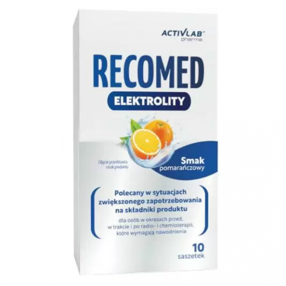 RecoMed, elektrolity, smak pomarańczowy, saszetka, 10 szt. RecoMed, elektrolity, smak pomarańczowy, saszetka, 10 szt. - zdjęcie produktu