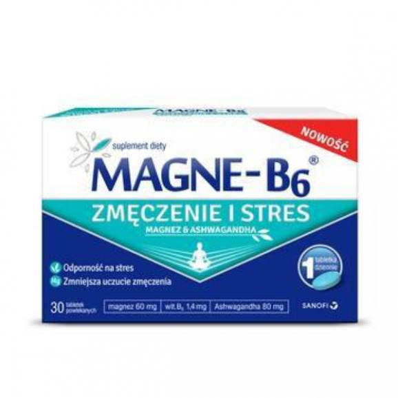 Magne-B6 Zmęczenie i stres, tabletki powlekane, 30 szt. Magne-B6 Zmęczenie i stres, tabletki powlekane, 30 szt. - zdjęcie produktu