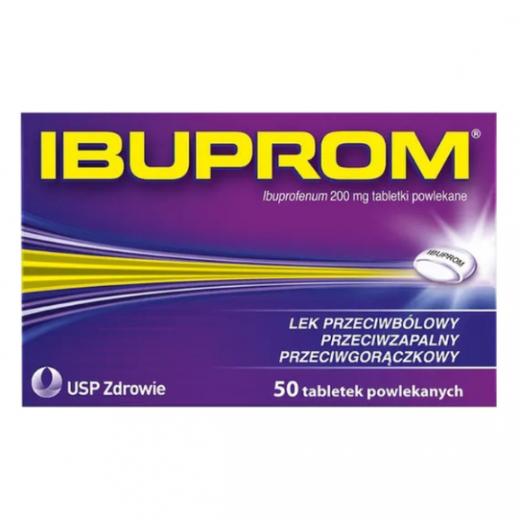 Ibuprom, 200 mg, tabletki powlekane, 50 szt. Ibuprom, 200 mg, tabletki powlekane, 50 szt. - zdjęcie produktu